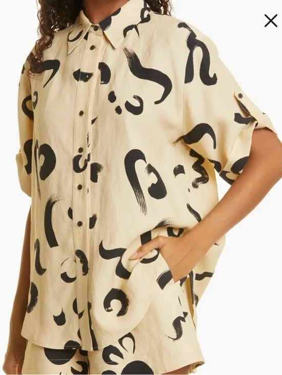 Alemais Brushstroke Beige Short-Sleeve Shirt - Picture 2 of 4